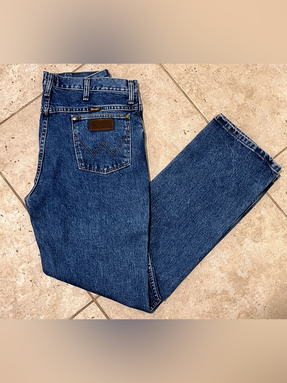 Wrangler Blue Denim Western Cowboy Jeans 35X32 VTG 36MWZ Slim Bootcut Vintage!!!